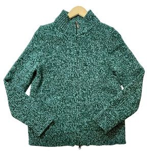 L.L. Bean Lambs Wool 2 Way Zip Cardigan Sweater